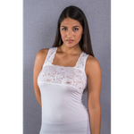 Canotta donna spalla larga con scollo quadrato e pizzo CAROL.